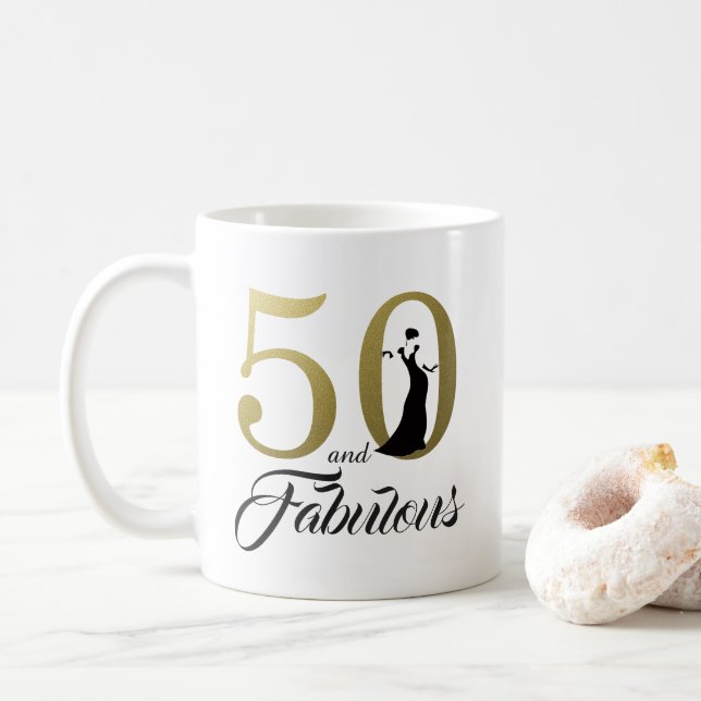 Mug 50 et Fabulous Gold Foil 50e anniversaire (Avec donut)