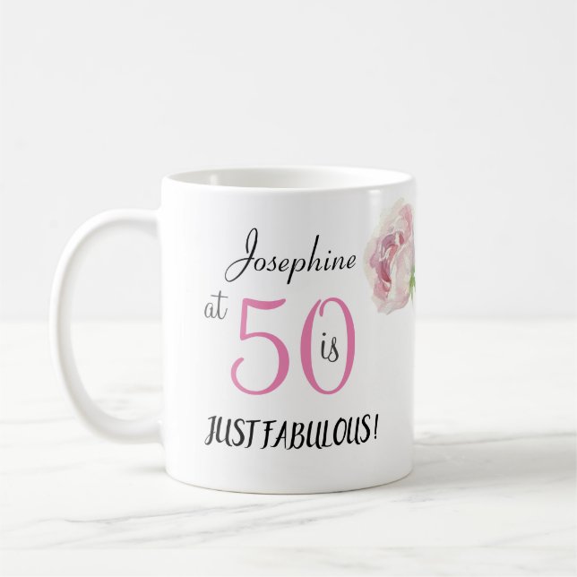 Mug 50 et Fabulous Rose Black Cinquantième anniversair (Gauche)