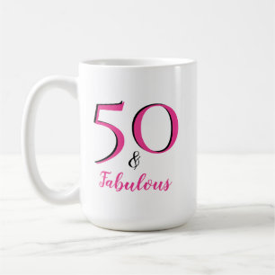 Mug 50 & Fabuleux 50e anniversaire fête rose et noir