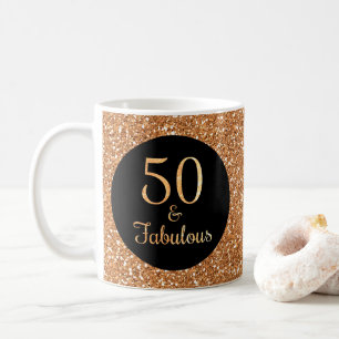 Mug 50 & Fabuleux Anniversaire Sparkly Gold Parties sc