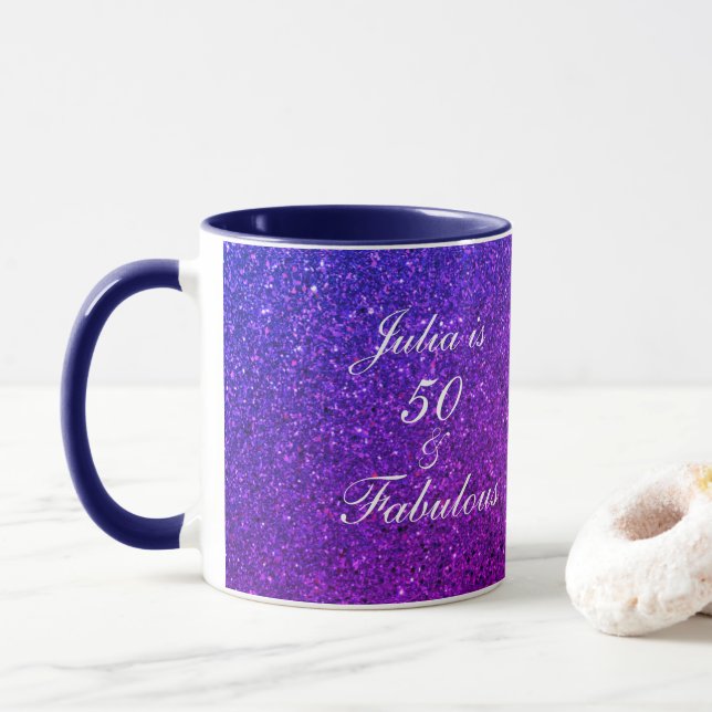 Mug 50 Fabuleux cadeau Anniversaire rose violet Partie (Avec donut)