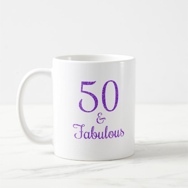 Mug 50 & Fabuleux Purple Parties scintillant Typograph (Gauche)
