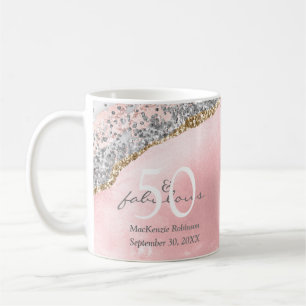 Mug 50 Fabuleux Rose Gold Parties scintillant moderne 
