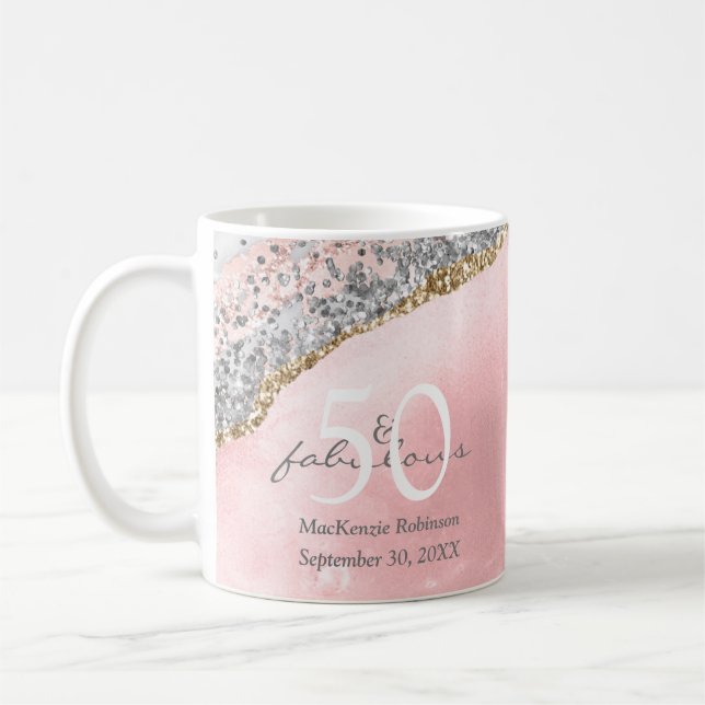 Mug 50 Fabuleux Rose Gold Parties scintillant moderne  (Gauche)