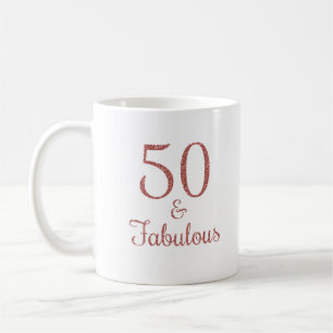 Mug 50 & Fabuleux Rose Gold Parties scintillant Typogr
