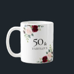 Mug 50 & Fabulous Womans 50th Birthday Party cadeau<br><div class="desc">50 & Fabulous Womans 50th Birthday Party Cadeau café Mug Belle Bourgogne et Blush Design adapté pour les Anniversaires</div>