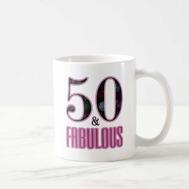 Mug 50 & Fabulux Rose Typographie 50e Anniversaire (Droite)