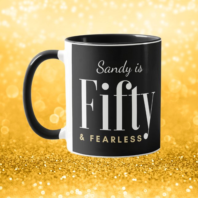 Mug 50 & Intrépide Élégant Moderne Noir Personnalisé (Créateur téléchargé)