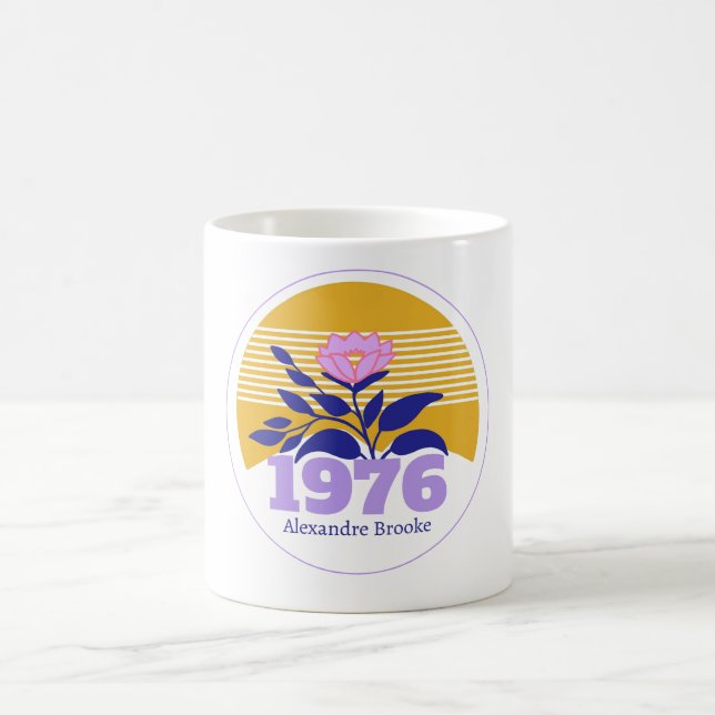 Mug 50e année d'anniversaire soleil floral jaune moder (Centre)