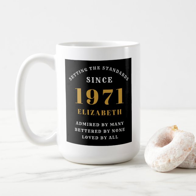 Mug 50e anniversaire 1971 Black Gold pour sa personnal (Avec donut)