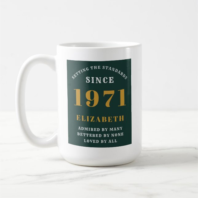 Mug 50e anniversaire 1971 Gold vert pour sa personnali (Gauche)
