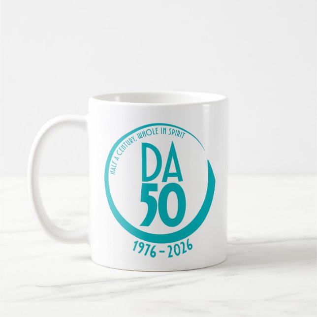 Mug 50e anniversaire 1976-2026 en sarcelle (Gauche)