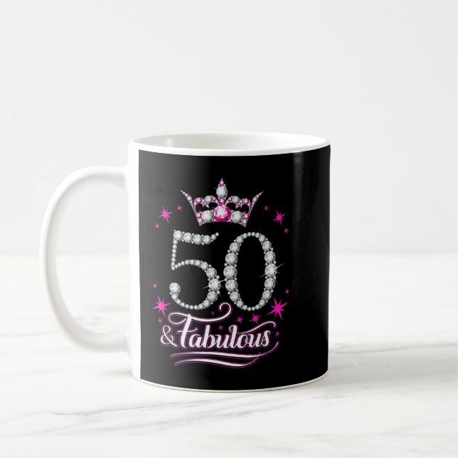 Mug 50e anniversaire. 50 et femmes fabuleuses, dames (Gauche)