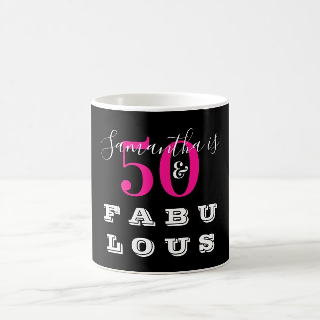 Mug 50e anniversaire 50 fabuleux Anniversaire rose cha (Centre)