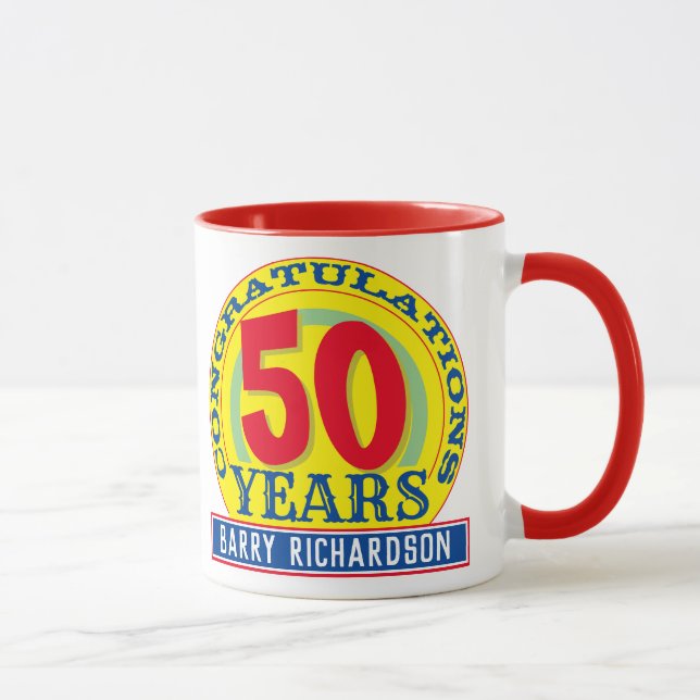Mug 50e anniversaire Célébration de 50 ans avec nom (Droite)