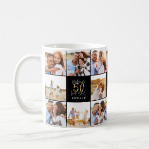 Mug 50e anniversaire de l'or noir collage photo chic