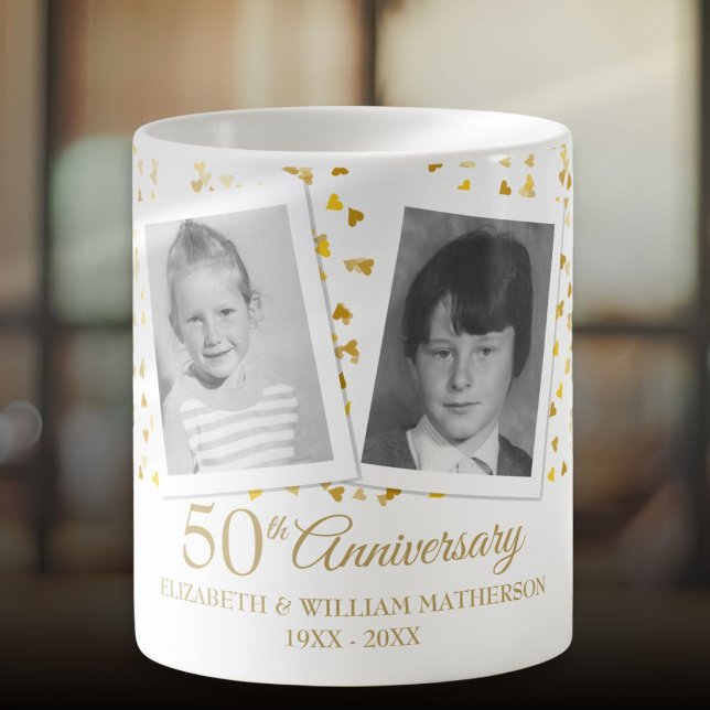 Mug 50e anniversaire de mariage 2 Photos (50th Golden Wedding Anniversary 2 Photos Coffee Mug
)