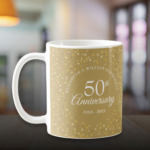 Mug 50e Anniversaire de Mariage Cœurs Dorés
