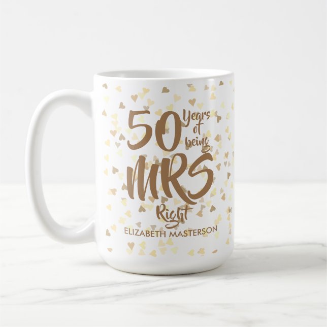 Mug 50e anniversaire de Mariage d'or de Mme Right Fun (Gauche)