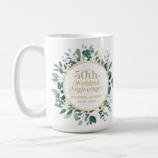 Mug 50e anniversaire de Mariage Typographie d'or Verdu (Gauche)