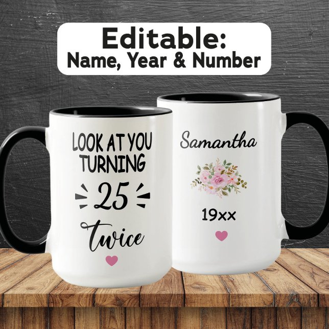 Mug 50e anniversaire drôle - Nom personnalisé & année  (Créateur téléchargé)