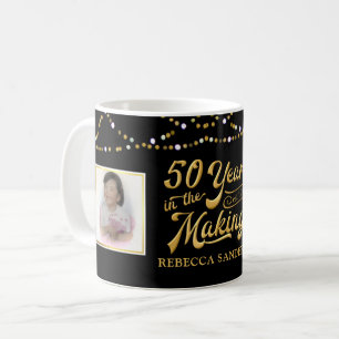 Mug 50e anniversaire hier et aujourd'hui Photos Black 
