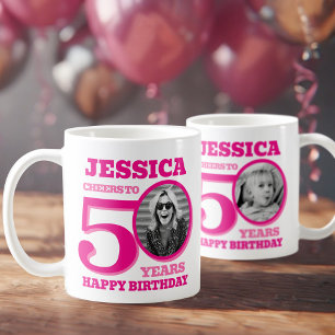 Mug 50e anniversaire maintenant et puis nom de la phot