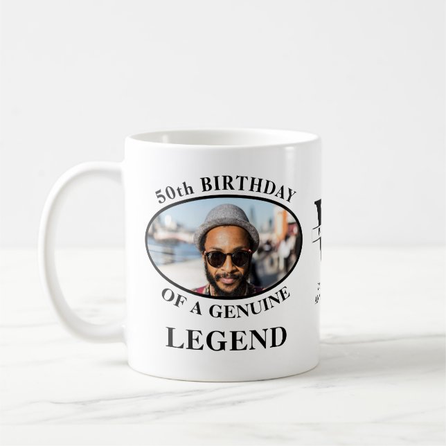 Mug 50e anniversaire Monogramme Photo (Gauche)