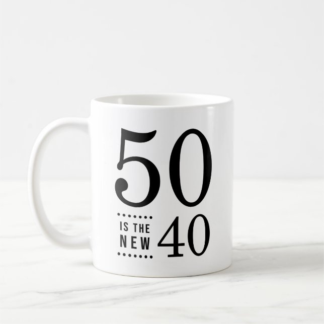 Mug 50e Anniversaire Noir 50 est le nouveau 40 (Gauche)