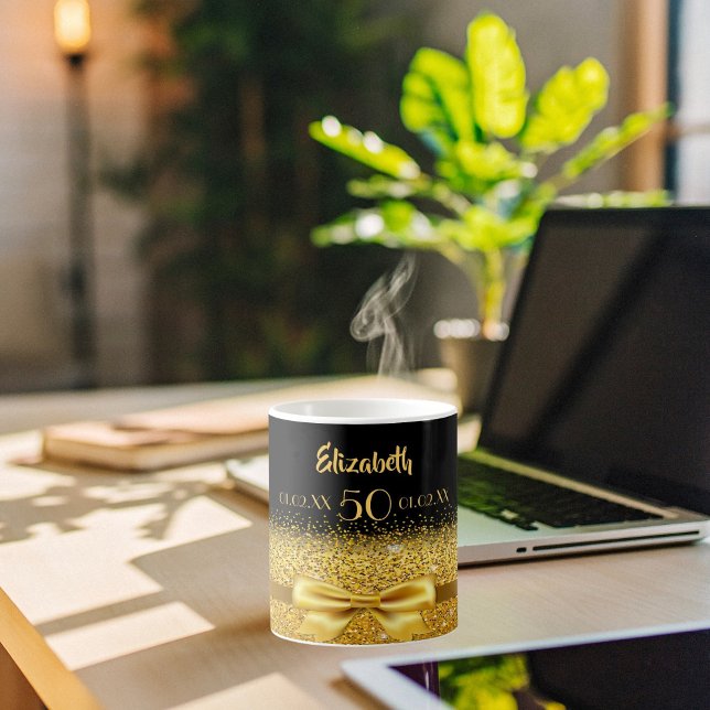 Mug 50e anniversaire noir nom or sclassic (Créateur téléchargé)
