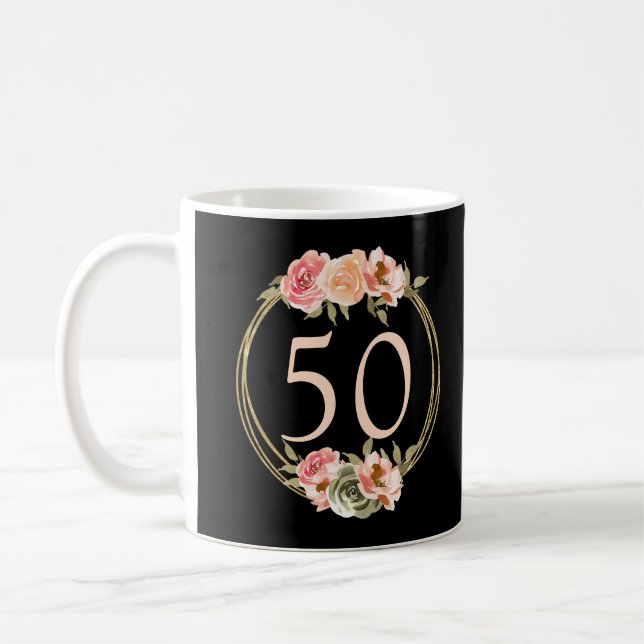 Mug 50e anniversaire Peach Floral (Gauche)