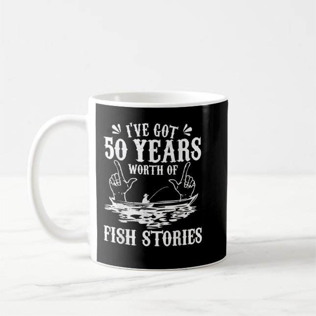 Mug 50e Anniversaire Pêcheur T Shirt Funny Basse Pêche (Gauche)