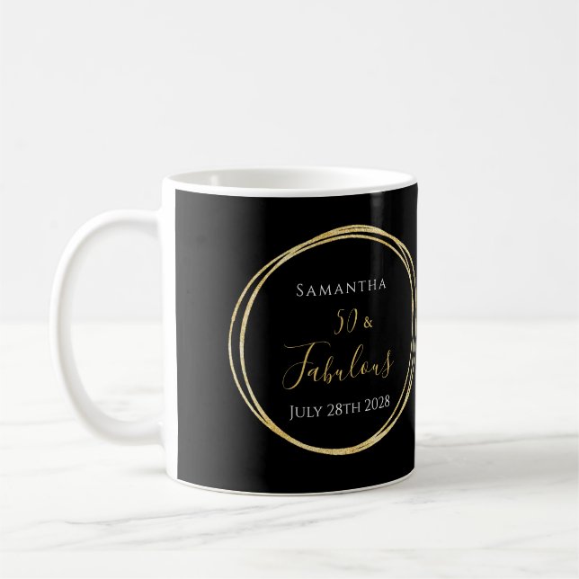 Mug 50e anniversaire personnalisé Black Gold (Gauche)