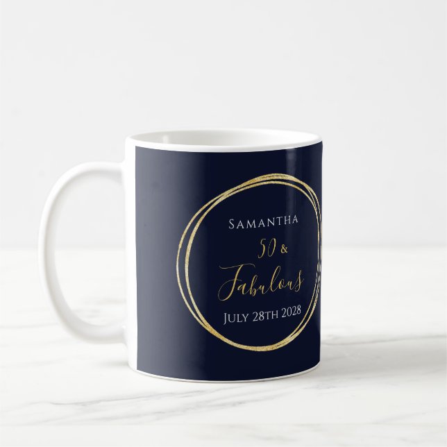 Mug 50e anniversaire personnalisé Marine Gold (Gauche)