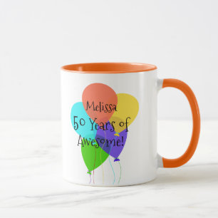 Mug 50e ou tout âge Nom personnalisé Anniversaire Cade