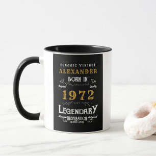 Mug 50th Birthday 1972 Ajouter le nom Vintage Black Go