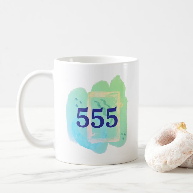 Mug 555 Affirmation de transformation du numéro d'ange (Avec donut)