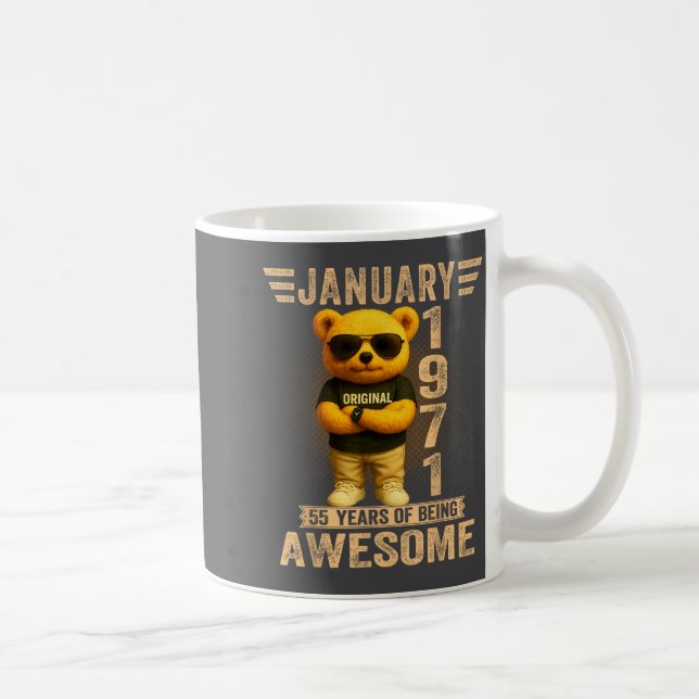 Mug 55 Year Old January 1971 Teddy Bear 55th Birthday  (Droite)