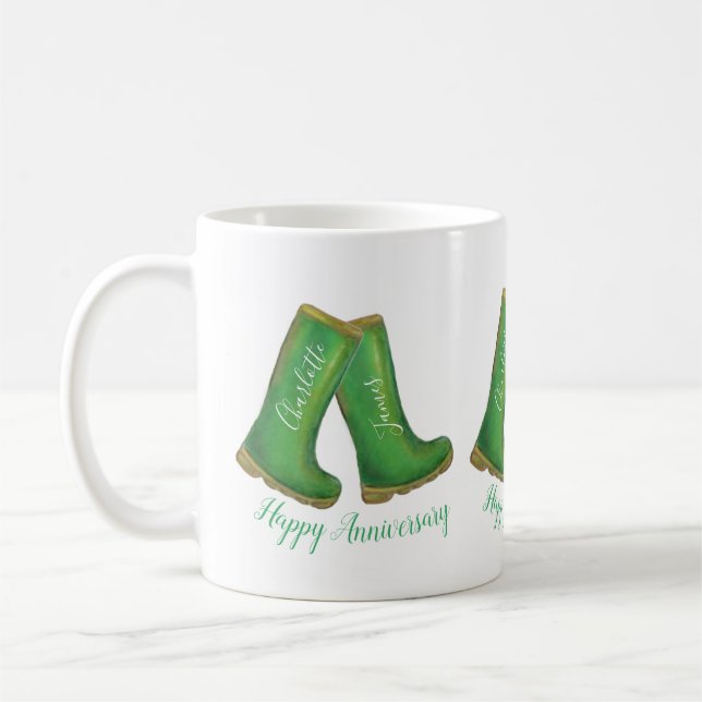 Mug 55e anniversaire mariage émeraude Botte verte (Gauche)