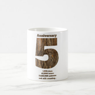 Mug 5 ans d'anniversaire - Jalon d'anniversaire en boi