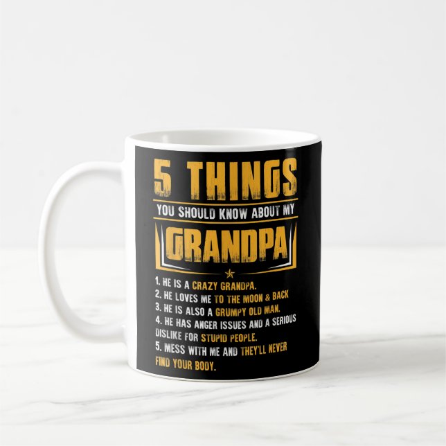 Mug 5 Choses Que Tu Devrais Savoir Sur Mon Grand-Père (Gauche)