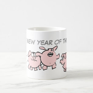 Mug 5 Drôle dessin animé Cochon personnalisé Année
