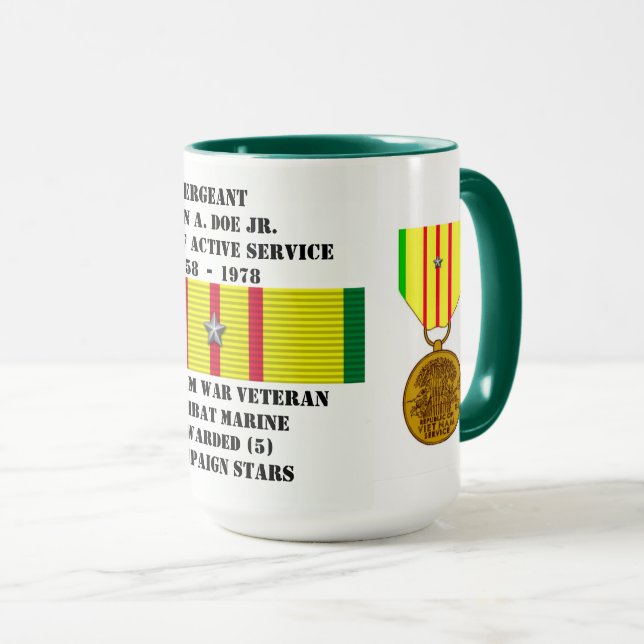 MUG 5 ÉTOILES COMBAT MARINE VIETNAM WAR VETERAN (Devant droit)