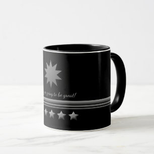 Mug 5 Étoiles Silver Text Black Professional Business
