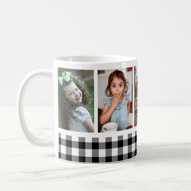 Mug 5 Photo Collage Buffle noir Plaid Holiday (Gauche)
