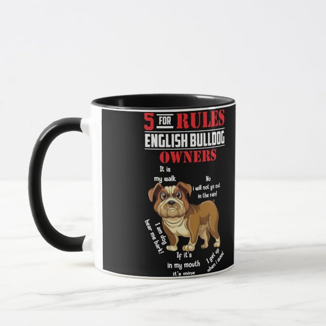 Mug 5 Rules for English bulldog Owners men women (Gauche)