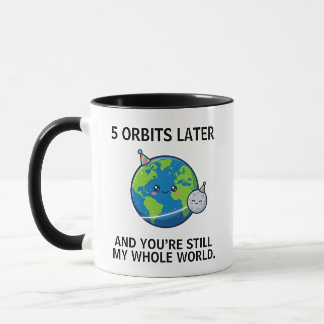 Mug 5e anniversaire, Anniversaire de l'espace (Gauche)