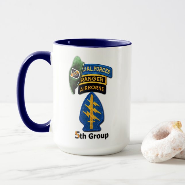 Mug 5th Special Forces Group Bérets Verts SFG SF Vétér (Avec donut)