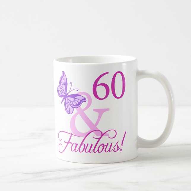 Mug 60 Et Cadeaux D'Anniversaire Fabuleux (Plum) (Droite)