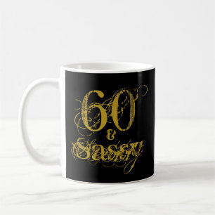 Mug 60 et Sassy 60e anniversaire à Faux Gold sur Noir